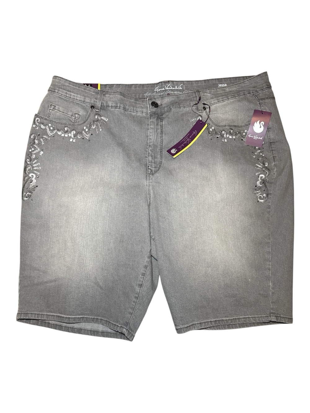 NEW! Gloria Vanderbilt 'Jessa' Bermuda Shorts Mid Rise Curvy Skinny Fit Size 24W